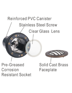 Exploded views of brass well light